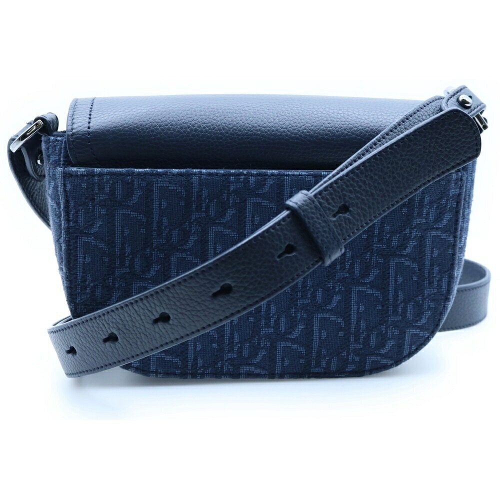Christian Dior Oblique Saddle Flap Messenger Bag Shoulder Navy Blue - Picture 2 of 6